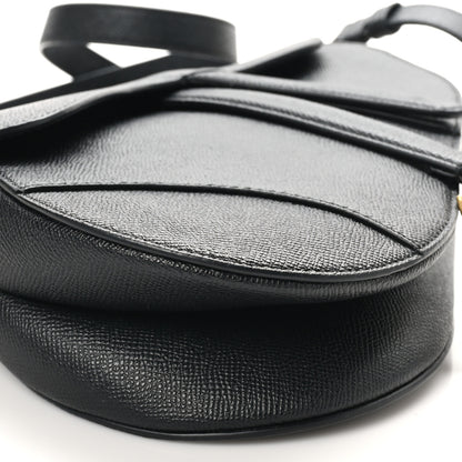 Christian Dior Grained Calfskin Saddle Bag With Strap Black 9 of 10