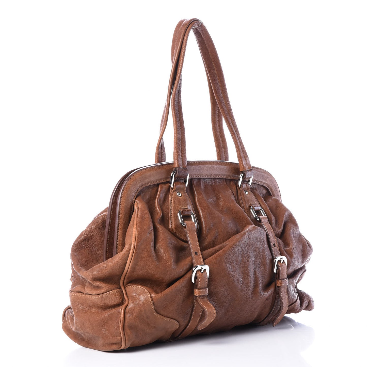Washed Buffalo Frame Bag Brandy