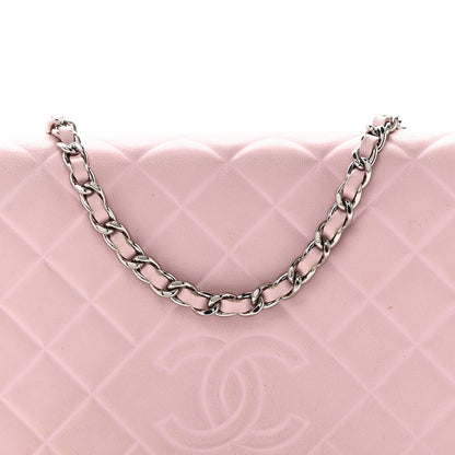 Chanel Lambskin Quilted Diamond CC Wallet On Chain WOC Pink 9 of 12