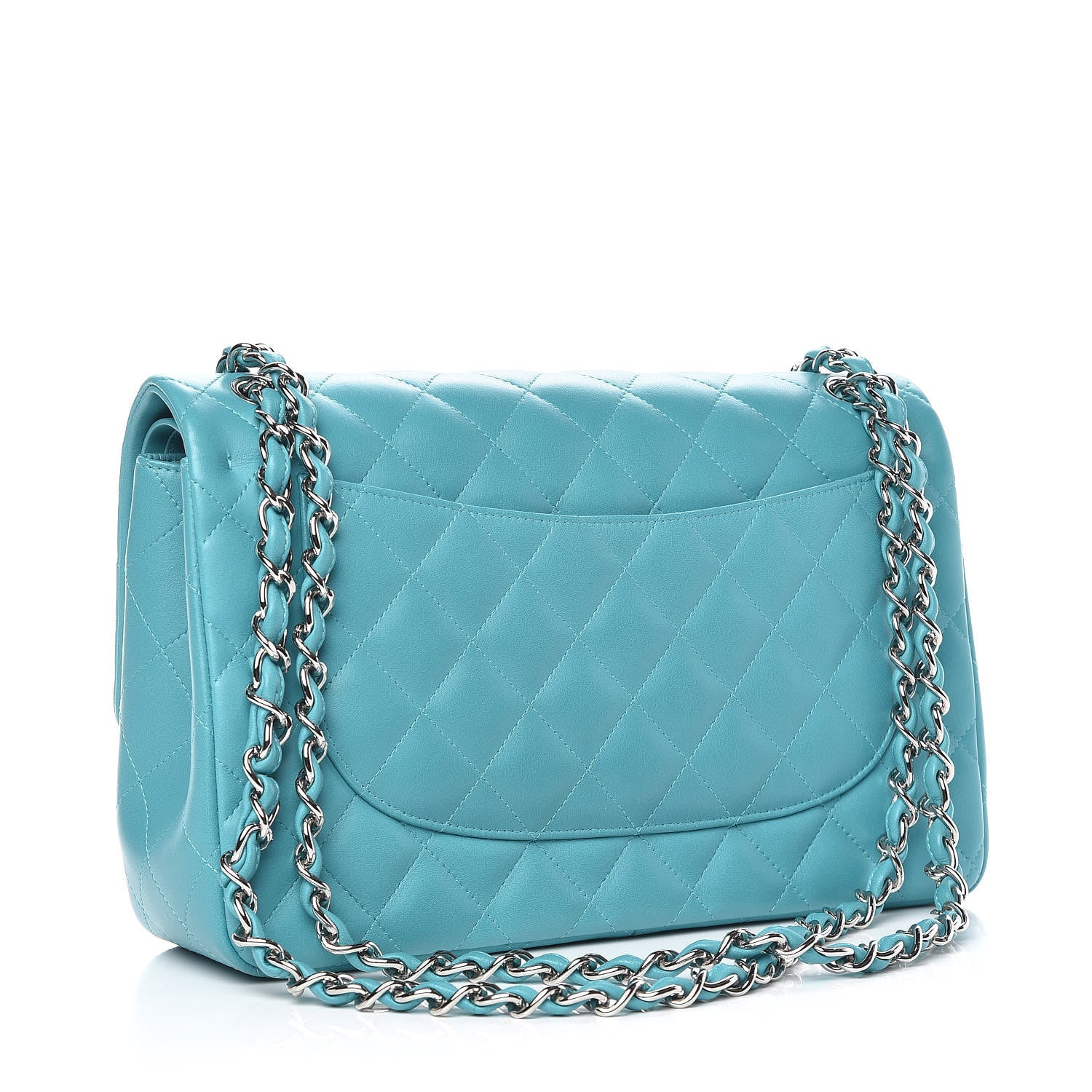Chanel Lambskin Quilted Jumbo Double Flap Turquoise 3 of 9