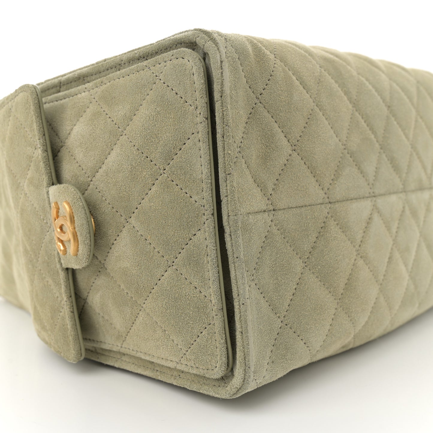 Suede Quilted Medium Chanel 25 Handbag Khaki