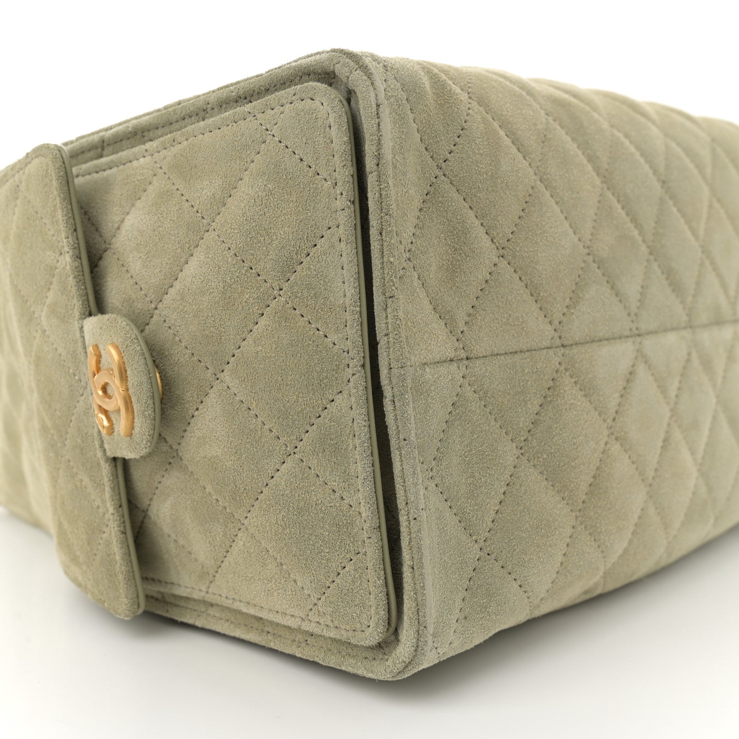 Chanel Suede Quilted Medium Chanel 25 Handbag Khaki 9 of 10