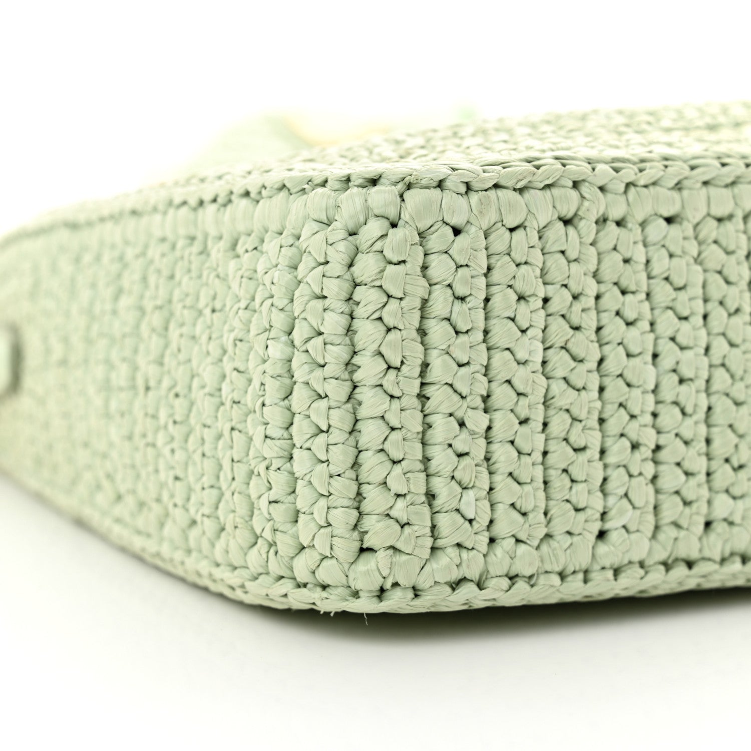 Prada Yarn Raffia Effect Crochet Re-Edition 2005 Shoulder Bag Acqua 9 of 13