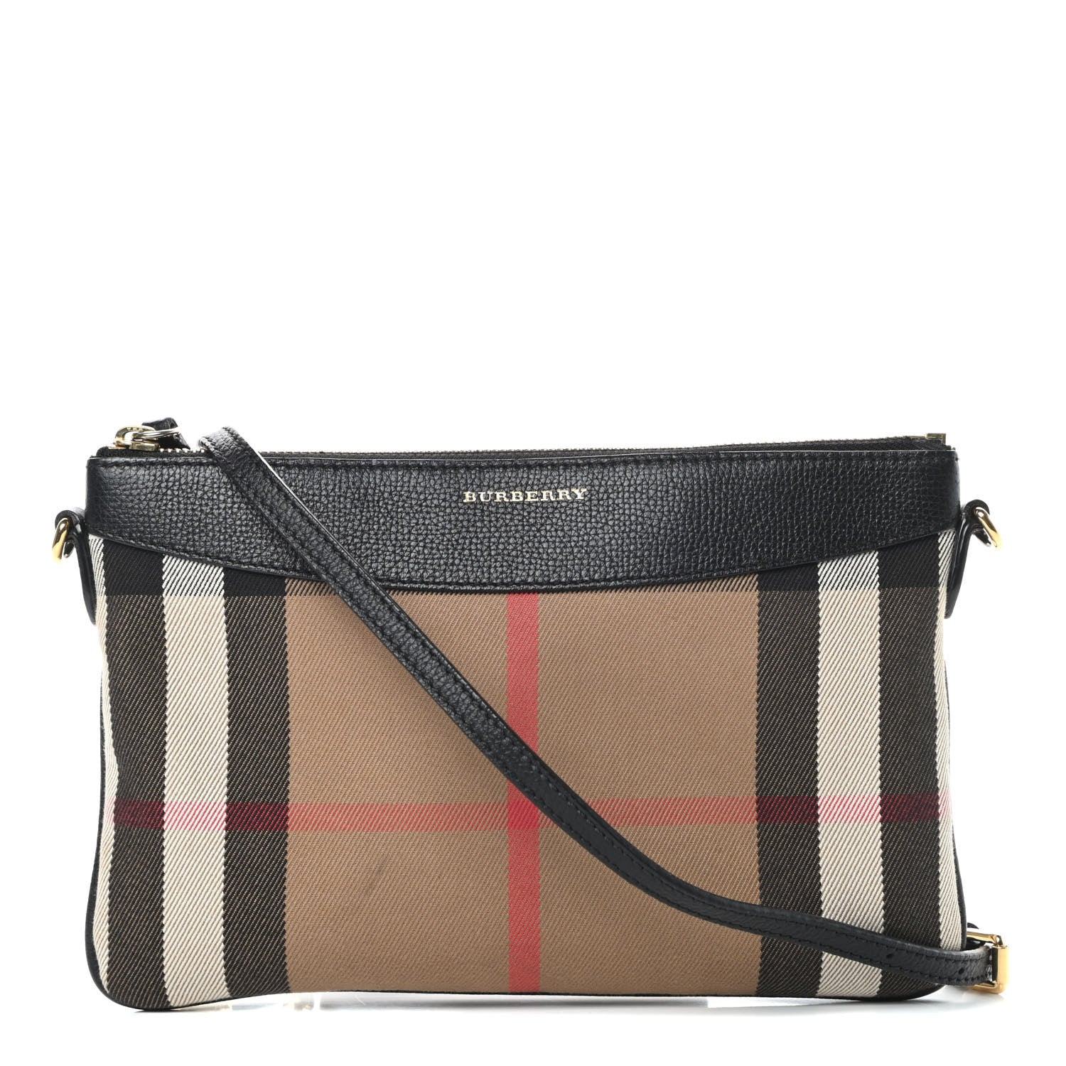 Burberry House Check Derby Peyton Crossbody Clutch Bag Black 1 of 14