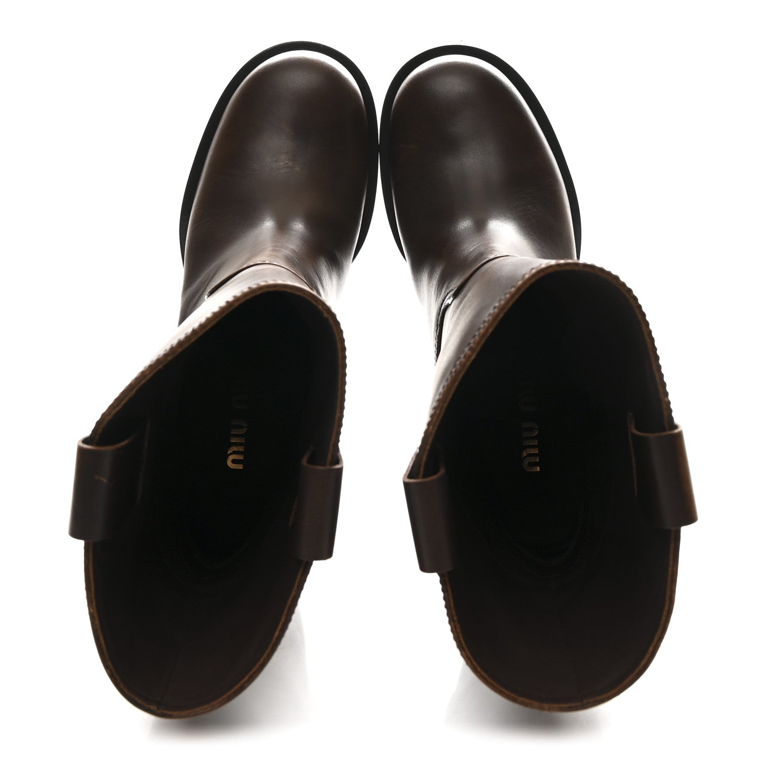 Miu Miu Vitello Fume Moto Booties 38.5 Bruciato 2 of 10