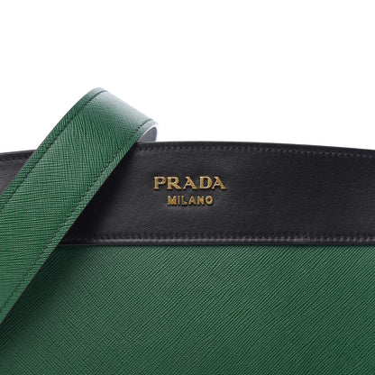 Prada Saffiano City Calfskin Esplanade Crossbody Bag Biliardo Black 8 of 8