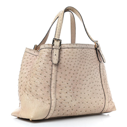 Gucci Ostrich Medium Britt Tote Beige 2 of 8