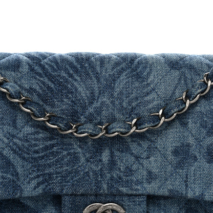 Chanel Denim Quilted Medium Camellia Flap Blue 8 of 11