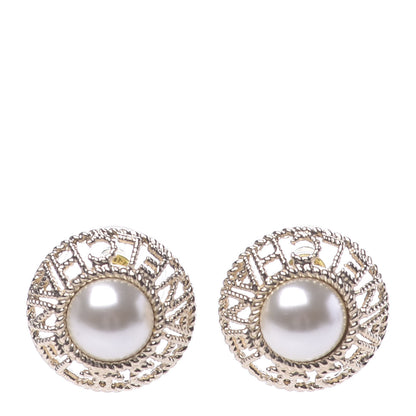 Chanel Pearl CC Round Rope Logo Earrings Gold 1 of 5
