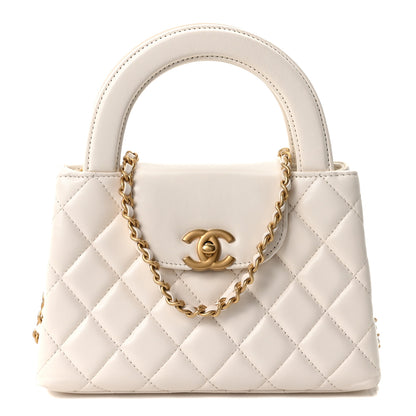 Chanel Shiny Aged Calfskin Quilted Nano Kelly Shopper White 1 of 10