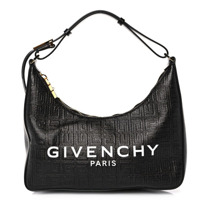 Givenchy Coated Canvas Logo 4G Embossed Small Moon Cut Out Shoulder Bag Black 1 of 10