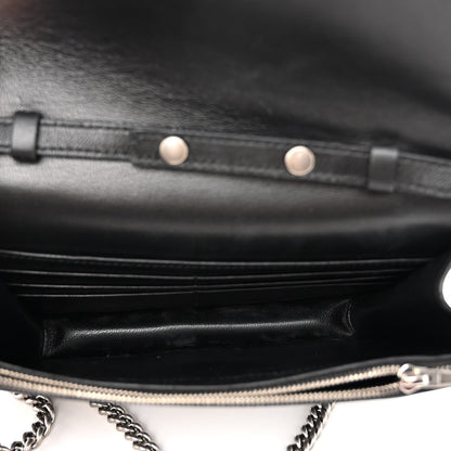 Balenciaga Matte Calfskin Diagonal Allover Logo Print B Wallet on Chain Black White 5 of 9