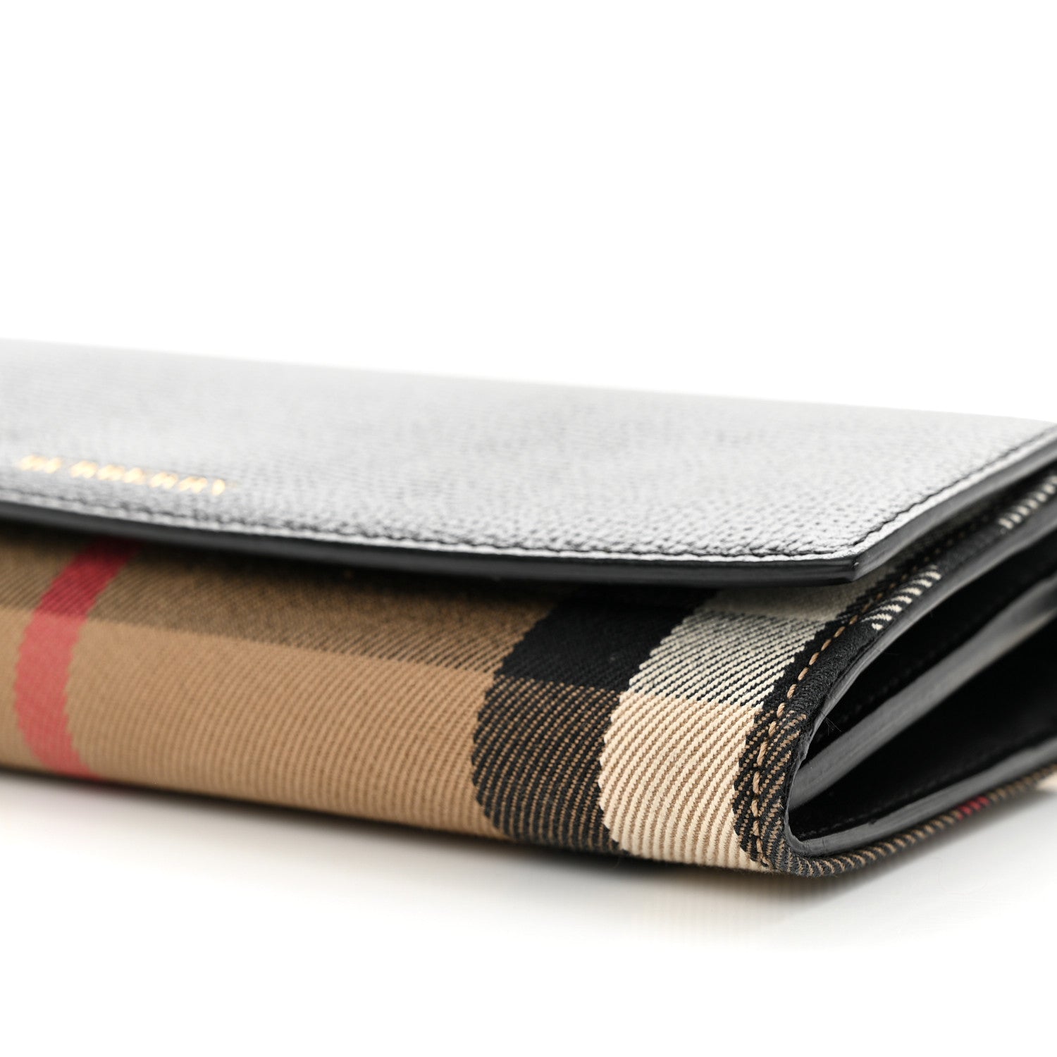 Burberry Derby Calfskin House Check Henley Wallet On Chain Black 9 of 12