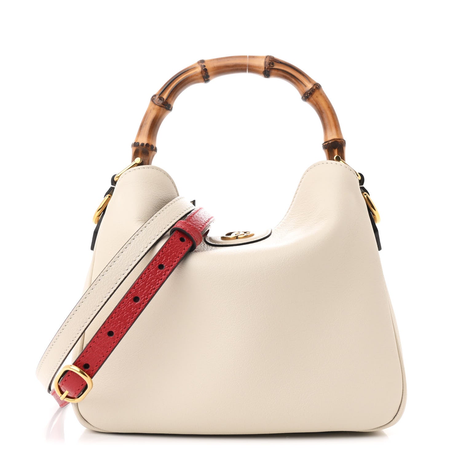 Gucci Softy Wonka Textured Dollar Calfskin Small Diana Shoulder Bag Mystic White Hibiscus Red 1 of 11