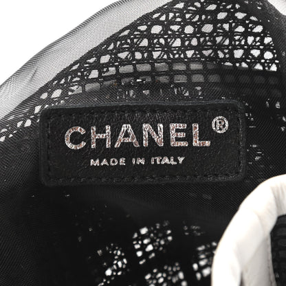 Chanel Calfskin Mesh Chain Bucket Bag Black White 6 of 17