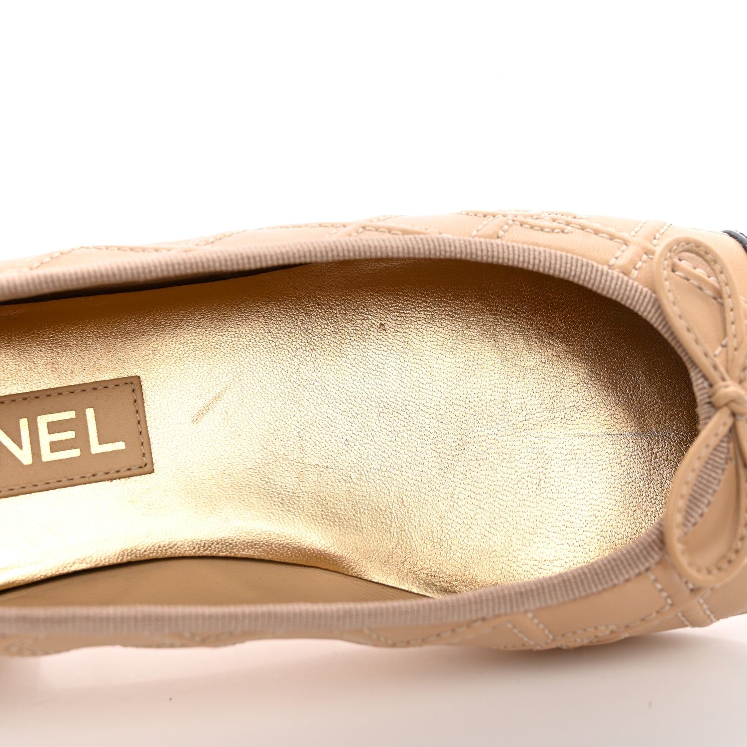 Chanel Lambskin Patent Double Stitched CC Cap Toe Ballerina Flats 40.5 Ivory Black 9 of 11