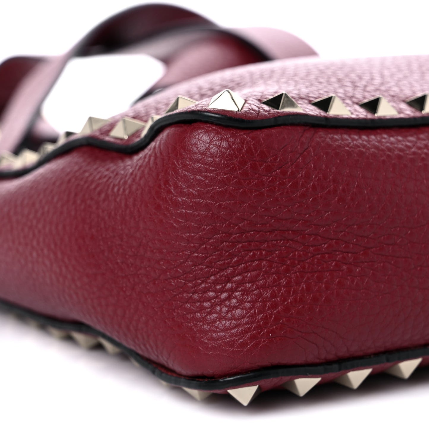 Pebbled Calfskin Mini Rockstud Flip-Lock Messenger Bag Rubino