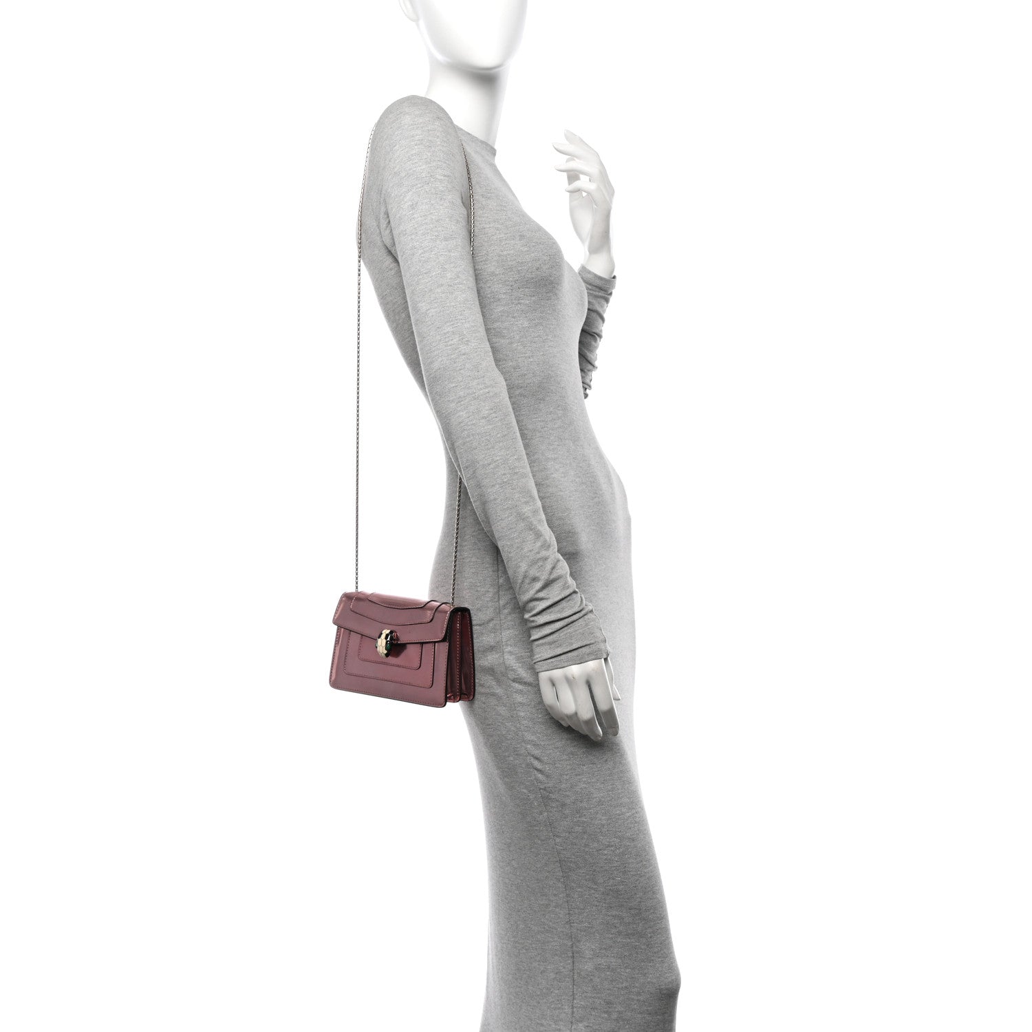 Bulgari Metallic Calfskin Mini Serpenti Forever Snake Strap Crossbody Bag Rose Quartz 2 of 9