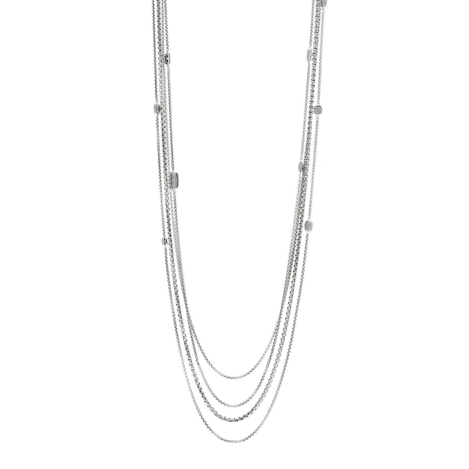 David Yurman Sterling Silver Diamond Confetti Station Necklace 1 of 3