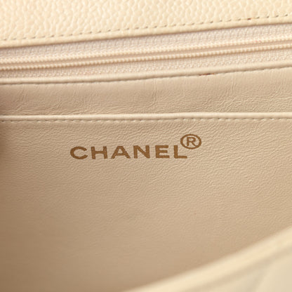 Chanel Caviar Quilted Medium Single Flap White 6 of 22