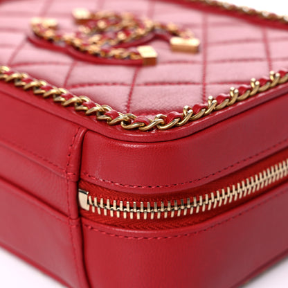 Chanel Goatskin Quilted Small CC Filigree Vanity Case Red 8 of 17