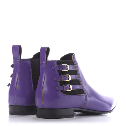 Gucci Cordovan Lux Mens Ankle Boots 10.5 Shine Purple Black 4 of 10