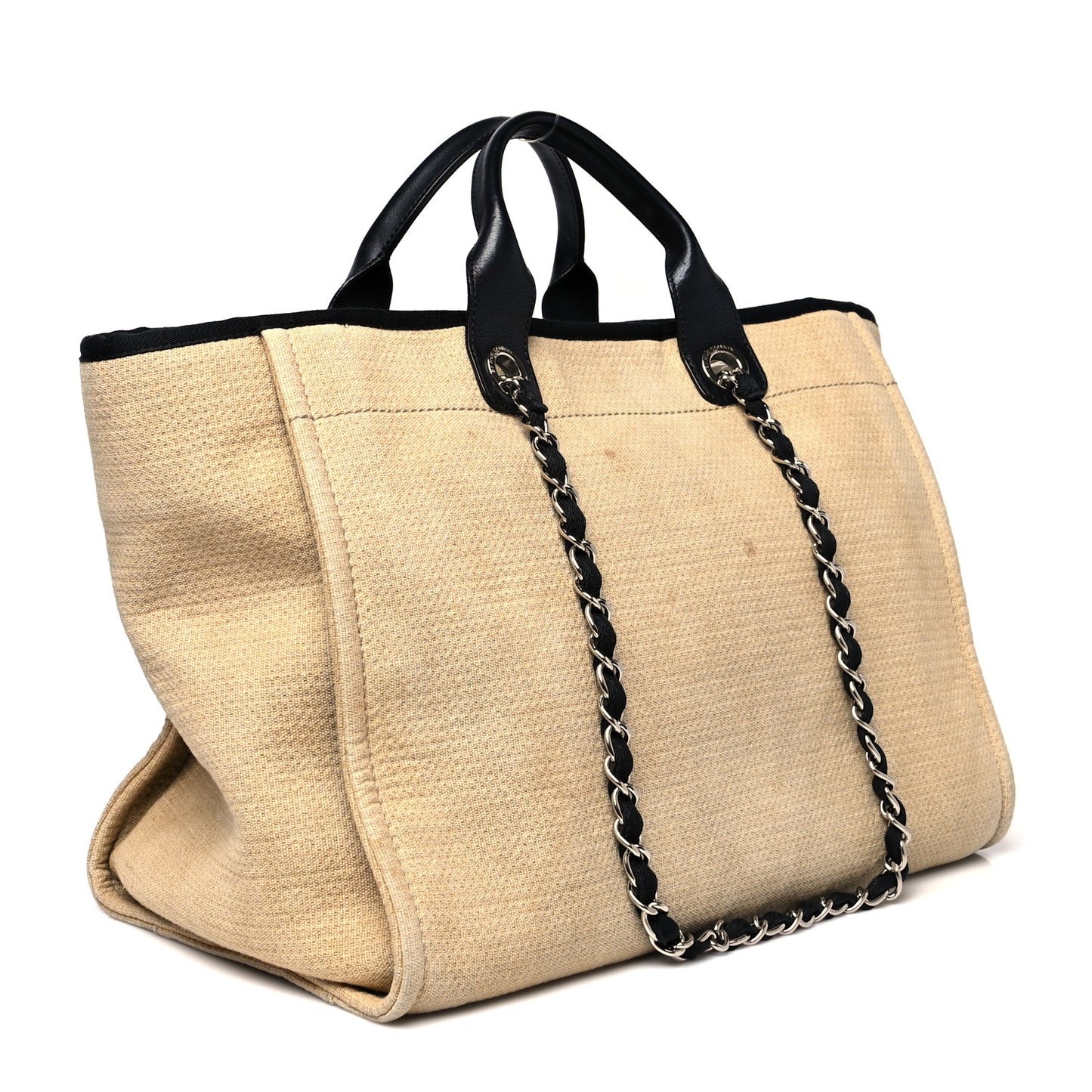 Canvas Medium Deauville Tote Beige Black