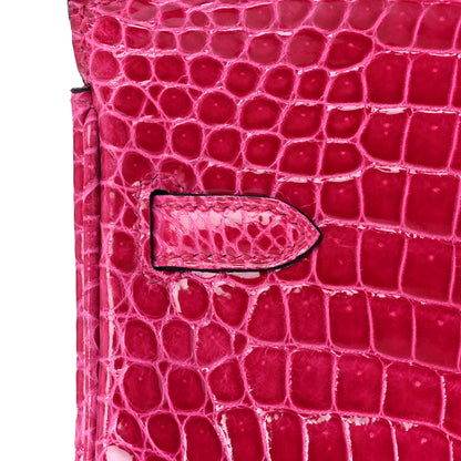 Hermes Shiny Porosus Crocodile Birkin 25 Rose Mexico 13 of 36