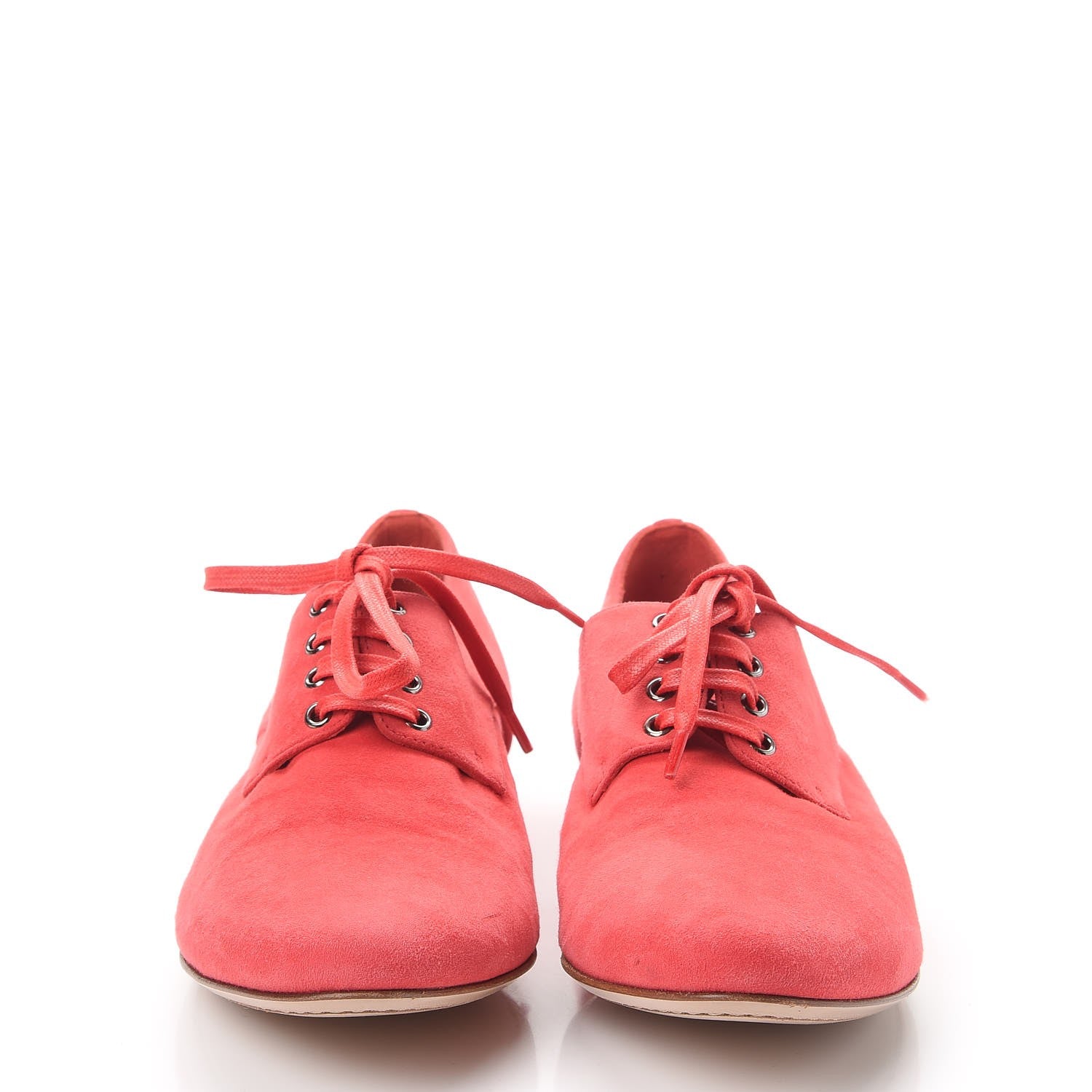Miu Miu Suede Lace Up Oxford Flats 37 Coral 2 of 11