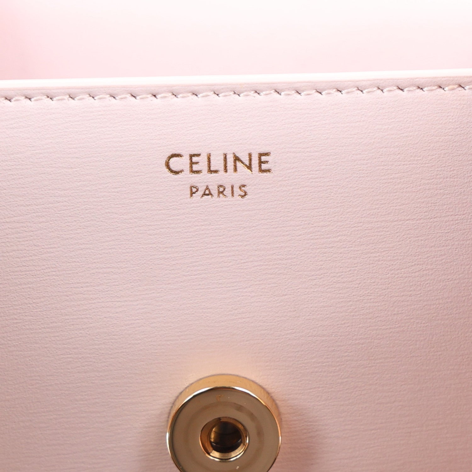 Celine Shiny Calfskin Triomphe Card Holder on Chain Poudre 6 of 9