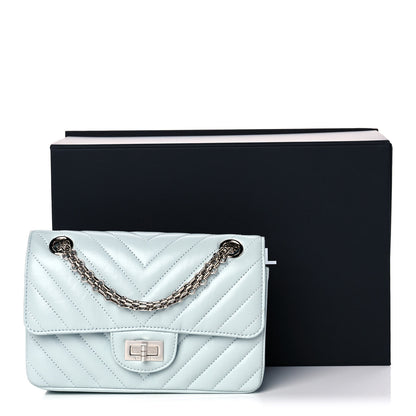 Chanel Aged Calfskin Chevron Quilted 2.55 Reissue Mini Flap Light Blue 12 of 12