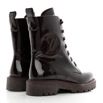 Louis Vuitton Patent Territory Ranger Boots 37.5 Bordeaux 4 of 16