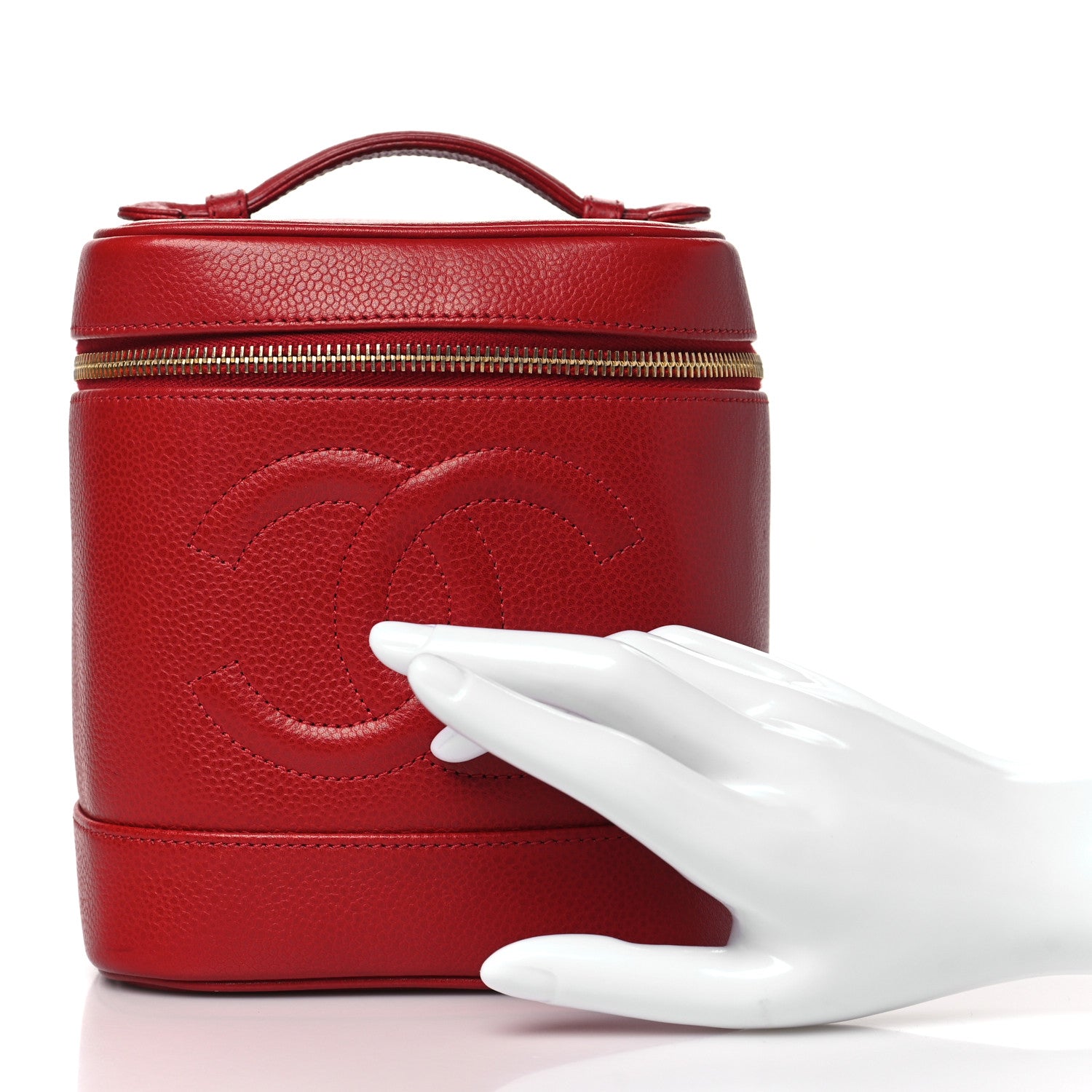 Chanel Caviar Vanity Cosmetic Case Red 2 of 13