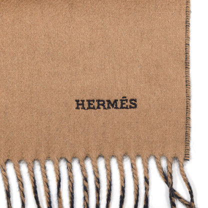 Hermes Cashmere Recto Verso Muffler Camel Marine 4 of 4
