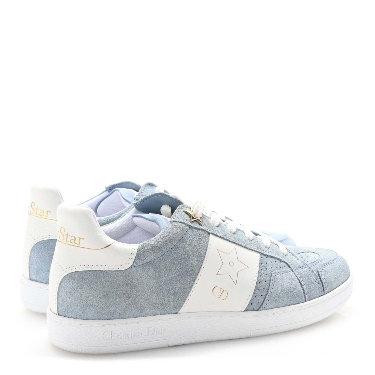 Christian Dior Calfskin Suede Dior Star Low Top Sneakers 35 White Blue 5 of 11