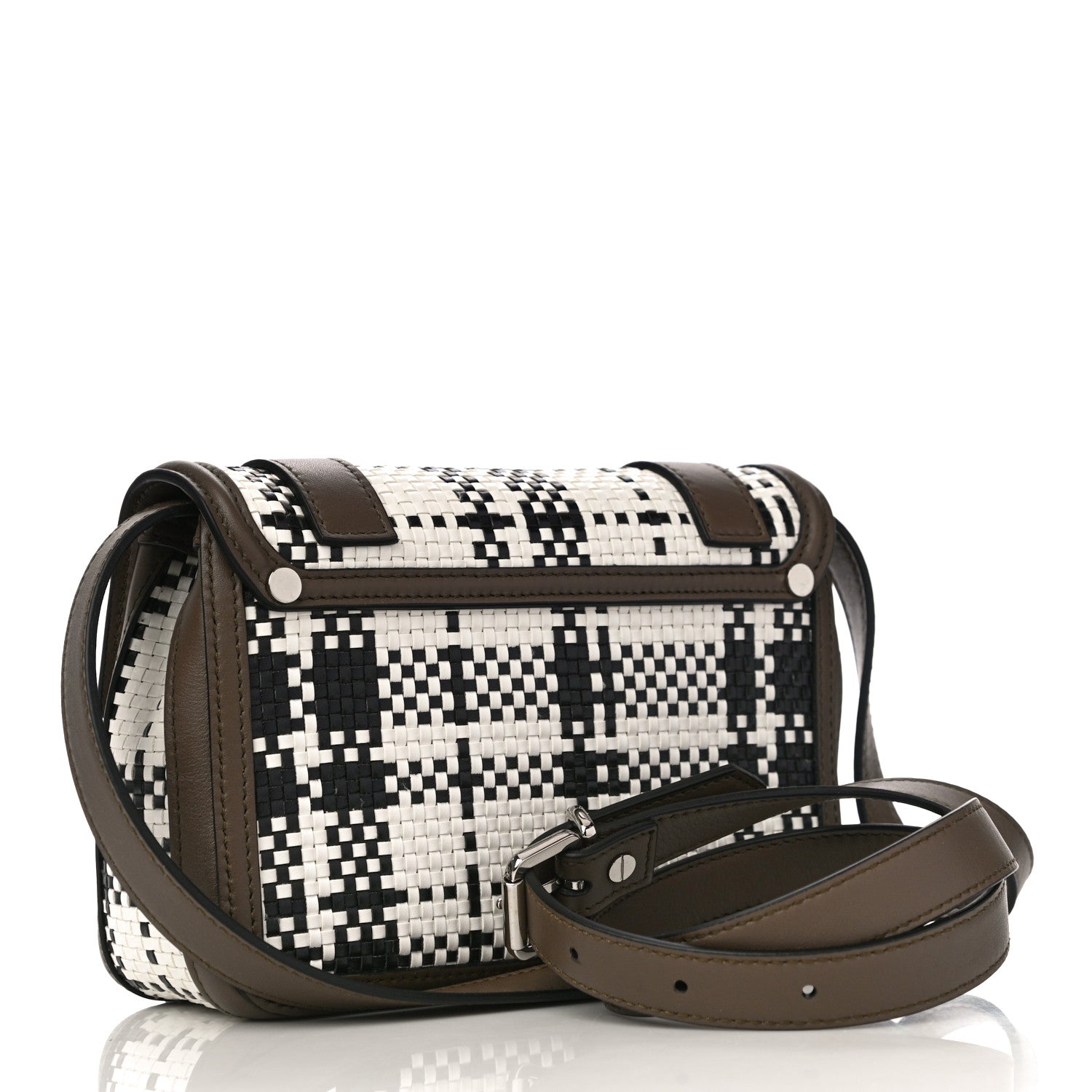 Proenza Schouler Woven Calfskin PS1 Medium Satchel Optical White Black Dark Bay Leaf 2 of 8