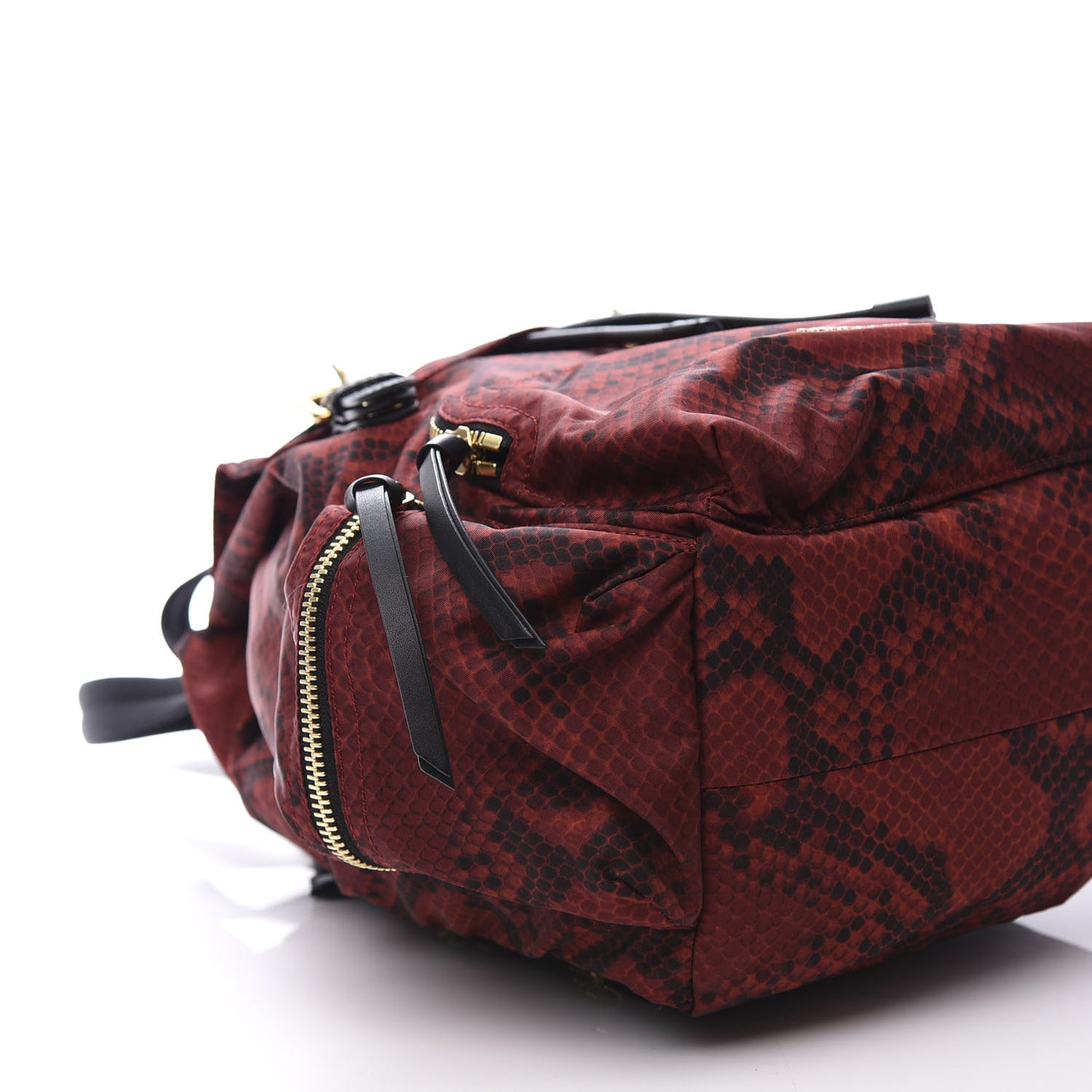Nylon Python Print Medium Rucksack Backpack Burgundy Red