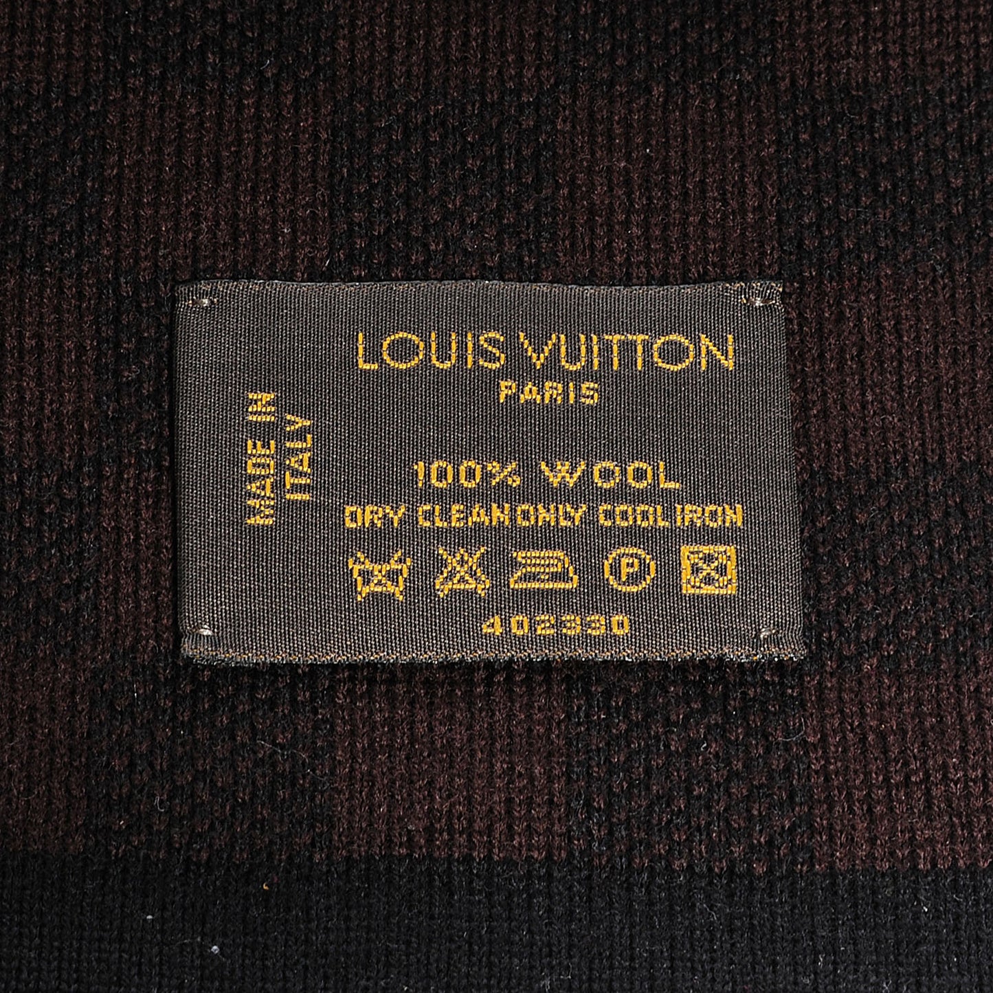 Wool Petit Damier Stole Scarf Brown