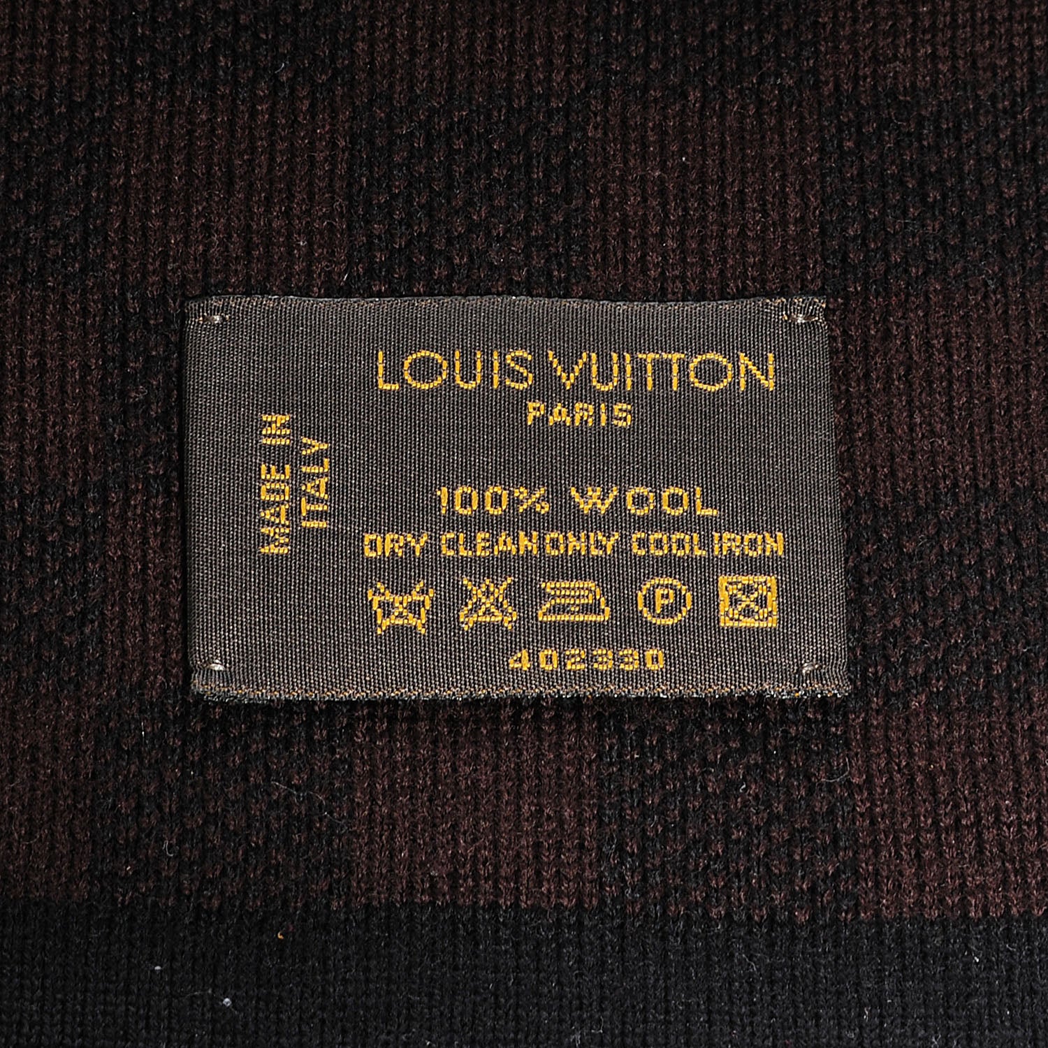 Louis Vuitton Wool Petit Damier Stole Scarf Brown 5 of 5