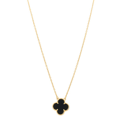Van Cleef & Arpels 18K Yellow Gold Black Onyx Vintage Alhambra Pendant Necklace 1 of 6