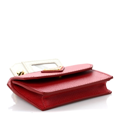 Prada Saffiano Triangle Trick with Charm Key Chain Fuoco 4 of 8