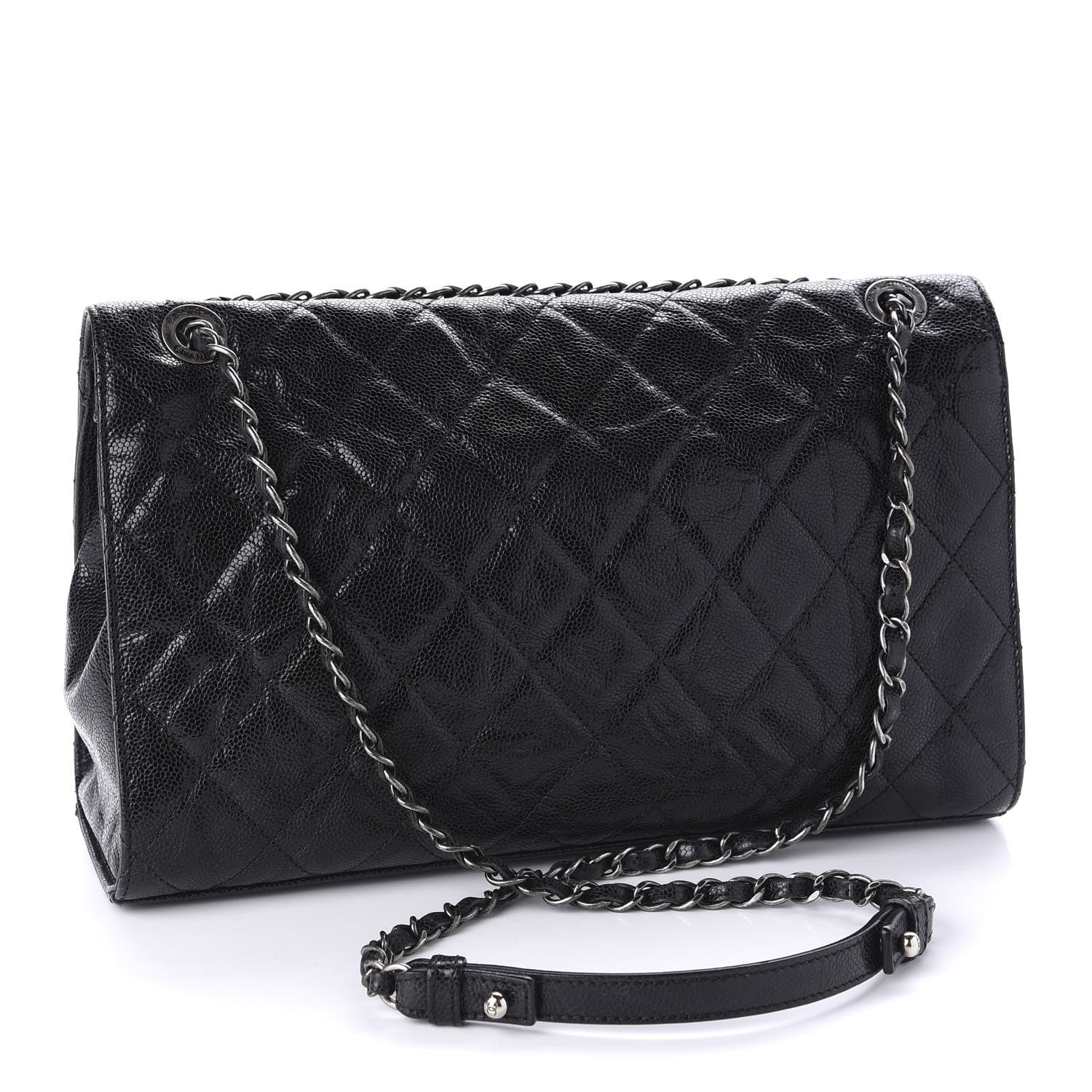 Chanel Crumpled Grained Calfskin Jumbo CC Crave Flap Black 3 of 10