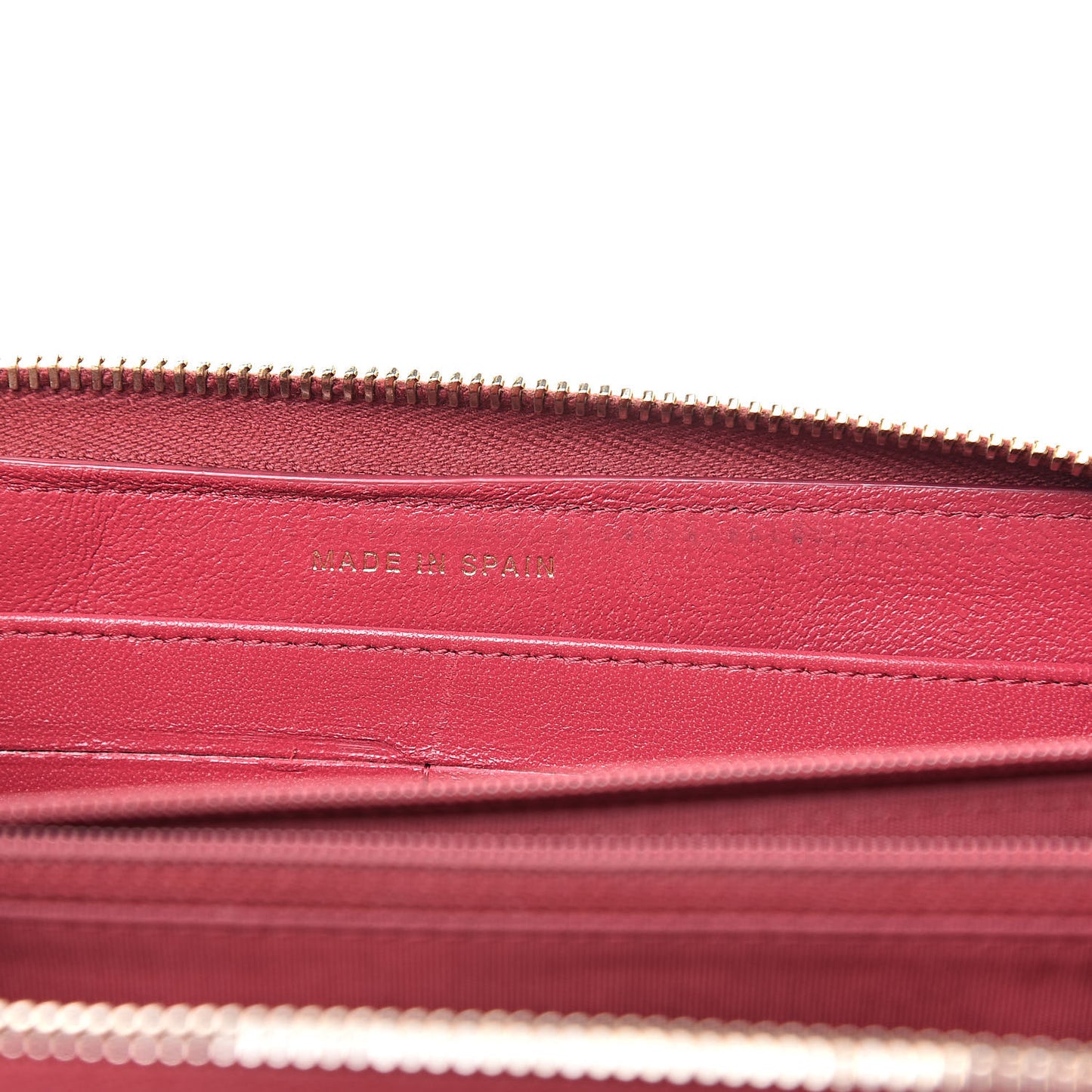 Sheepskin Chevron Quilted Mademoiselle Vintage Zip Around Wallet Dark Pink