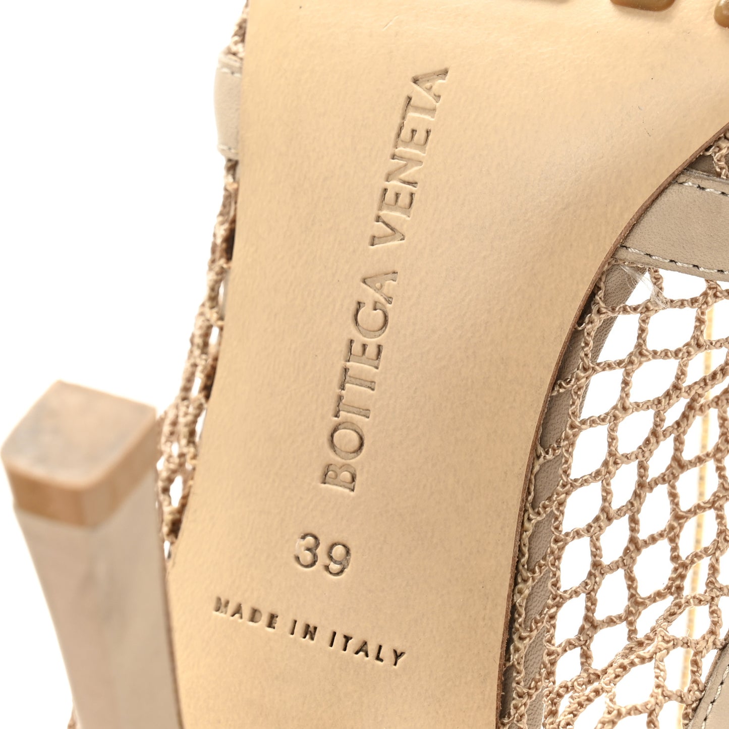 Mesh Calfskin Chain Stretch Pumps 39 Beige