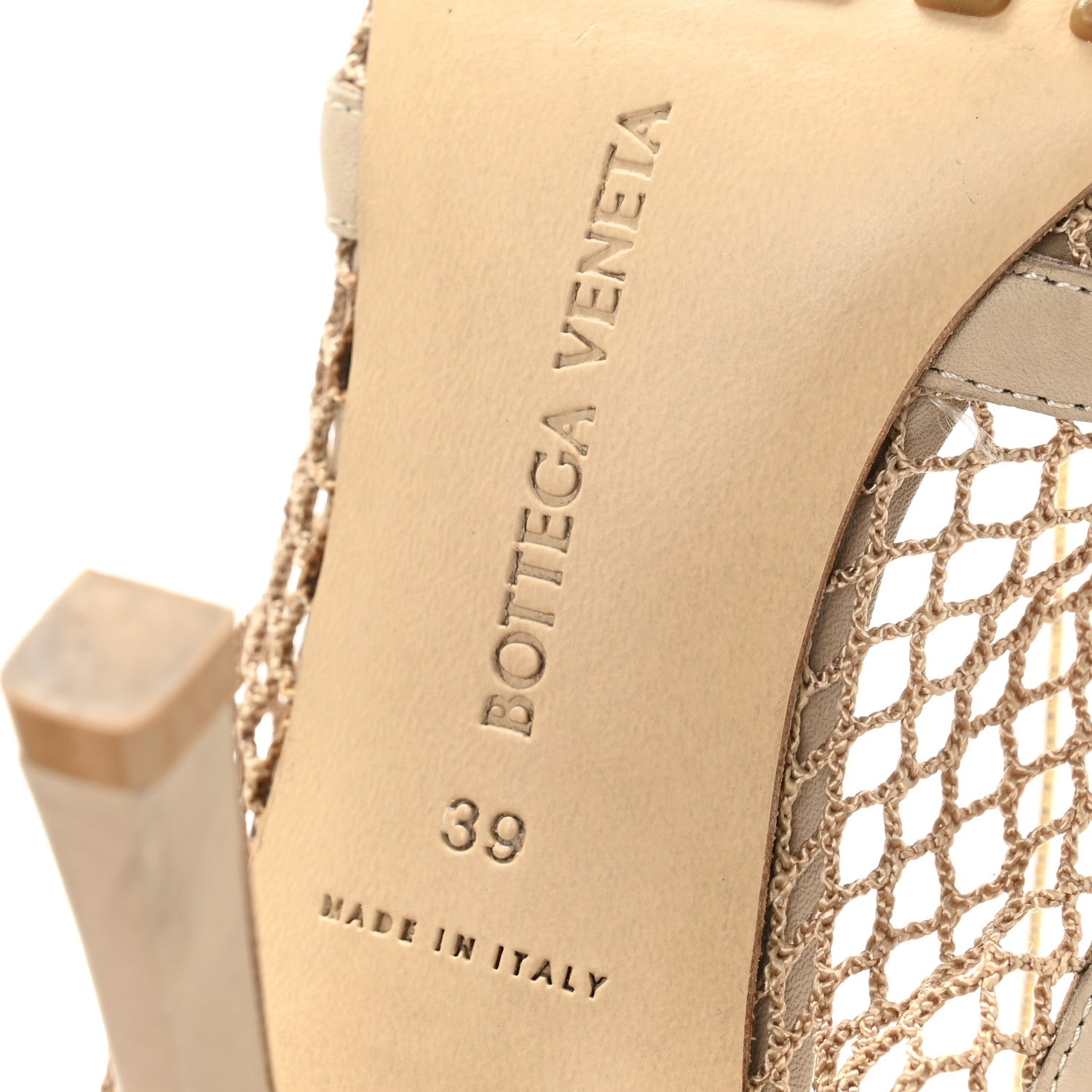 Bottega Veneta Mesh Calfskin Chain Stretch Pumps 39 Beige 7 of 10