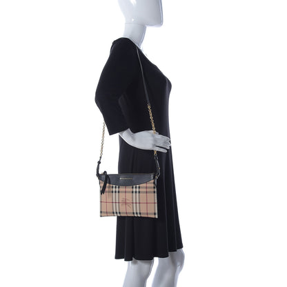 Burberry Haymarket Check Peyton Crossbody Clutch Bag Black 2 of 10