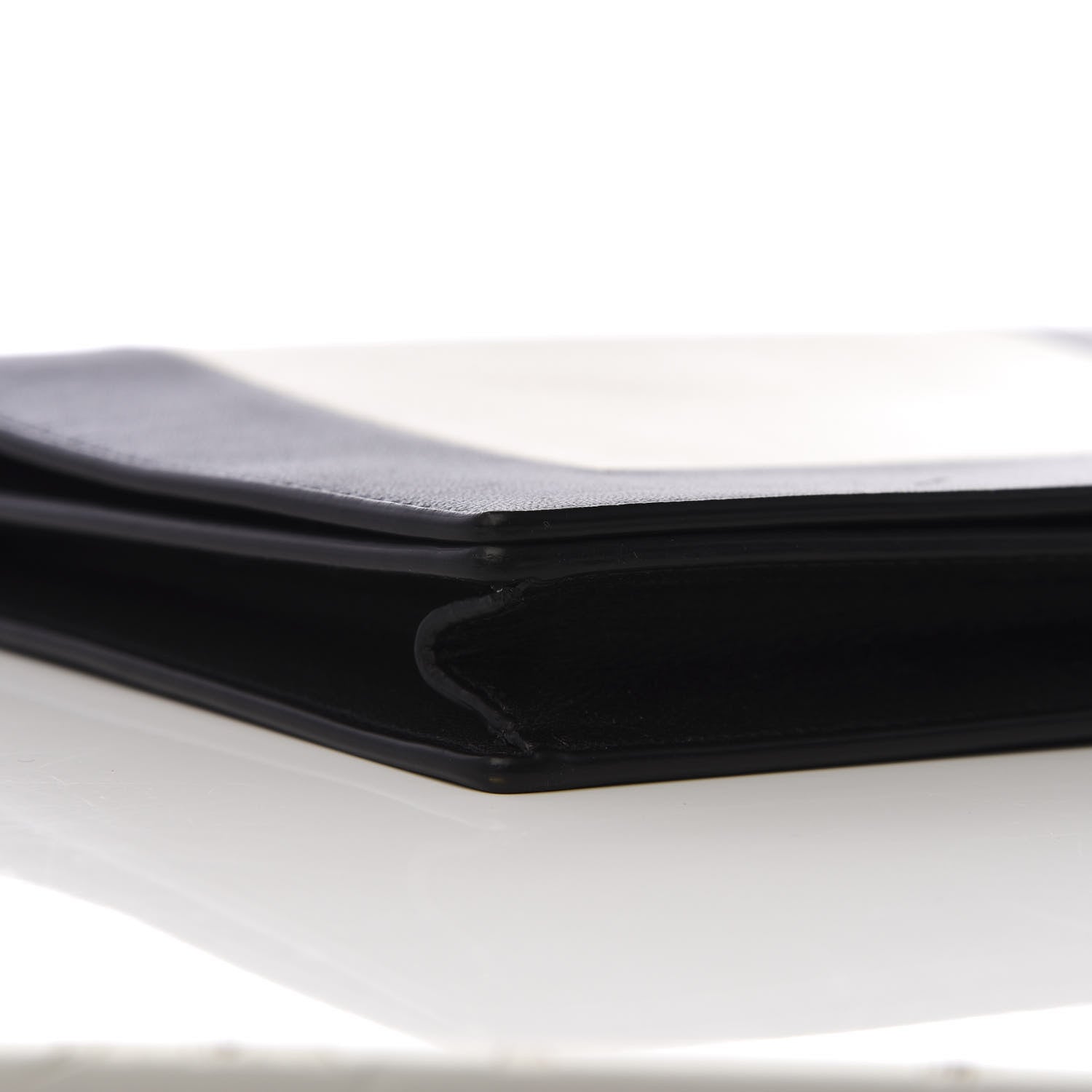 Celine Smooth Lambskin Frame Evening Chain Clutch Black White 5 of 8