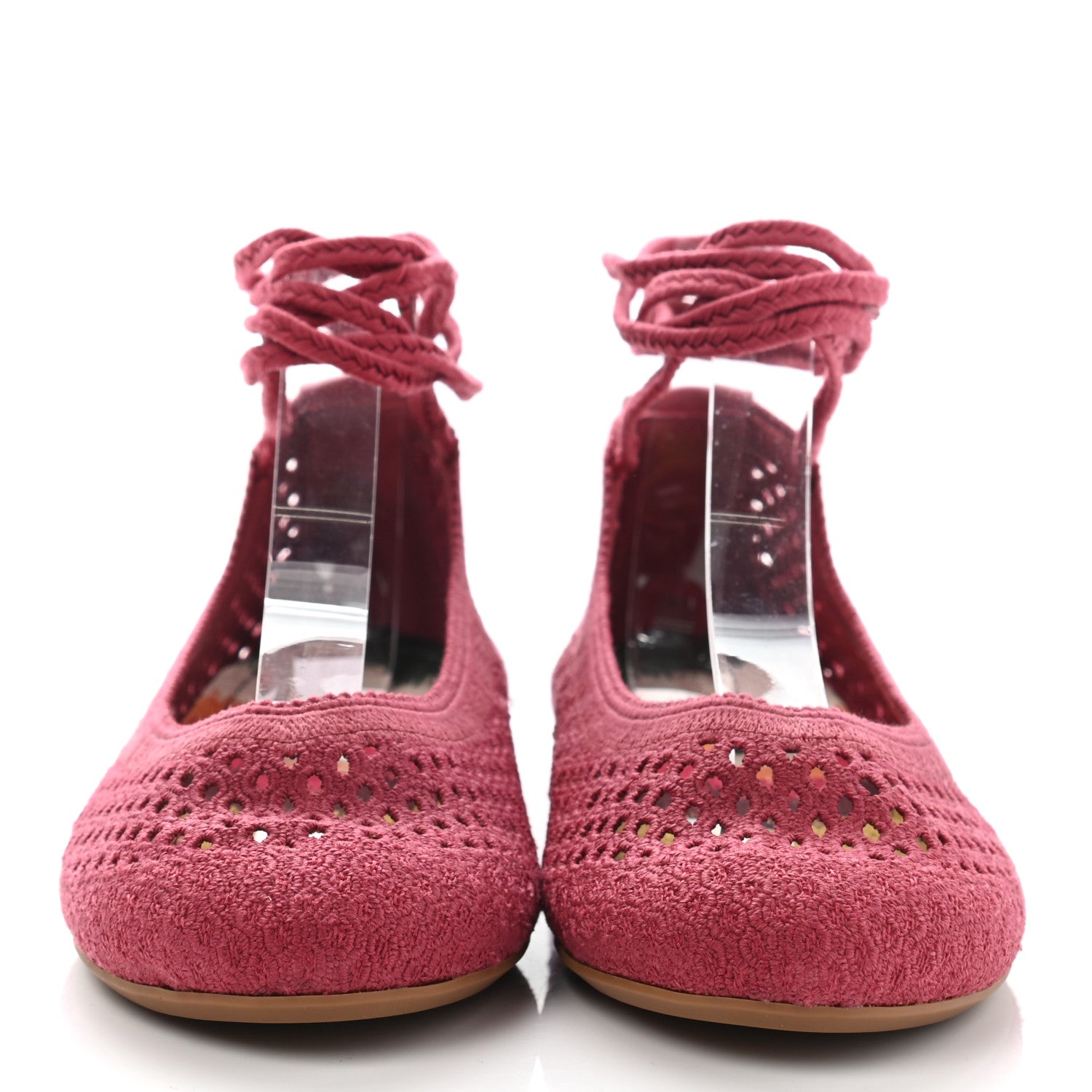 Christian Dior Cotton Embroidered Poeme Laced Ballerina Flat 37 Pink 2 of 10