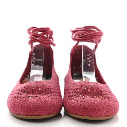 Christian Dior Cotton Embroidered Poeme Laced Ballerina Flat 37 Pink 2 of 10