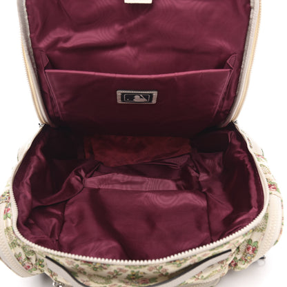 Gucci X MLB Satin Floral Print NY Yankees Patch Backpack Ivory Green 4 of 10